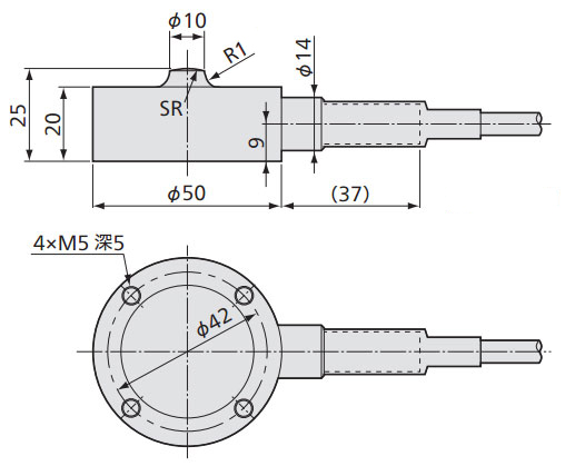 荷重計・変位計 小型圧縮型ロードセル LC-10TV｜計測器・測定器の